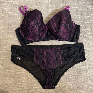 Adore Me Sexy Purple Black Lace Lingerie Set 40G  2X